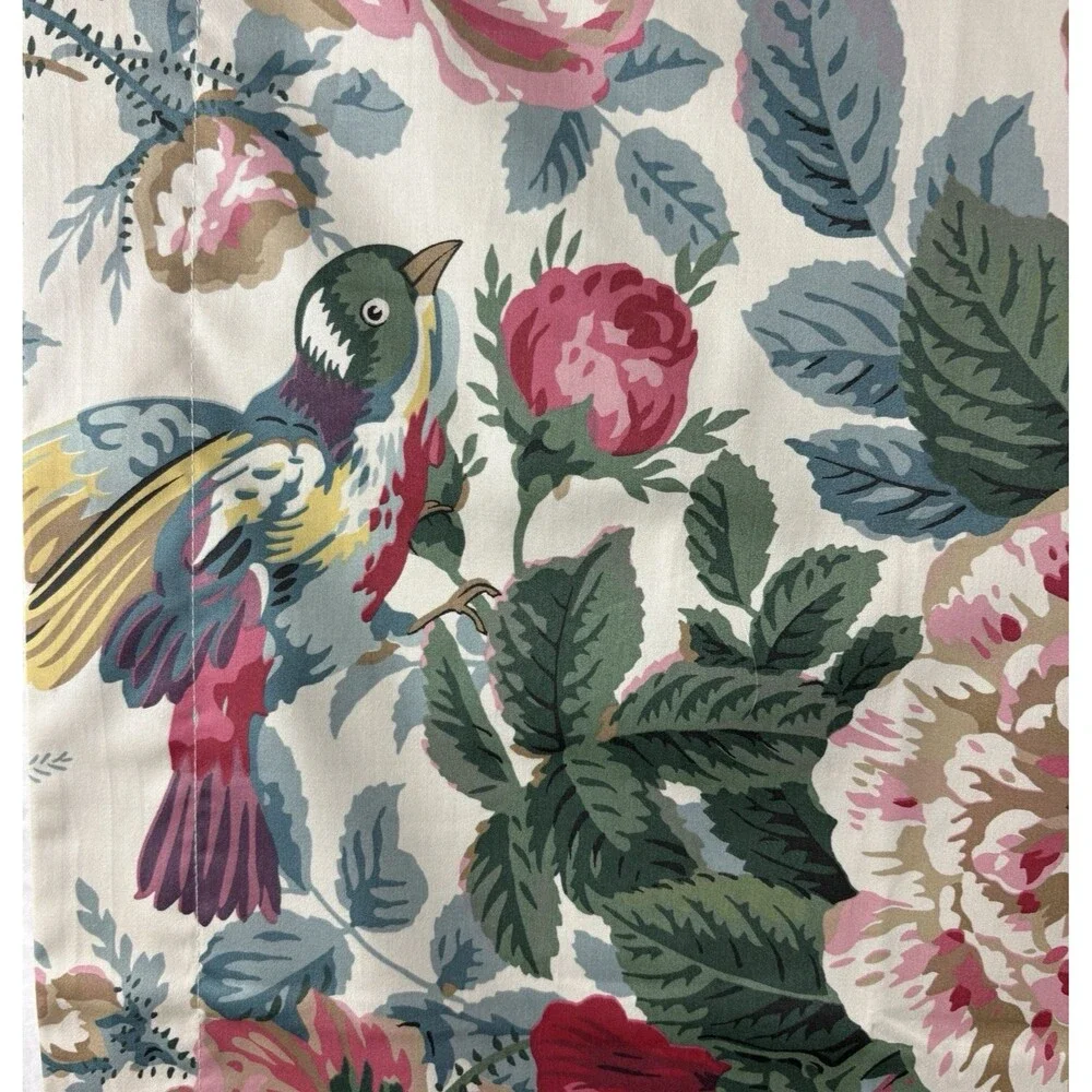 2 Pottery Barn Euro Shams Bird Floral Cottage Roses Jacobean Organic Cotton NWOT